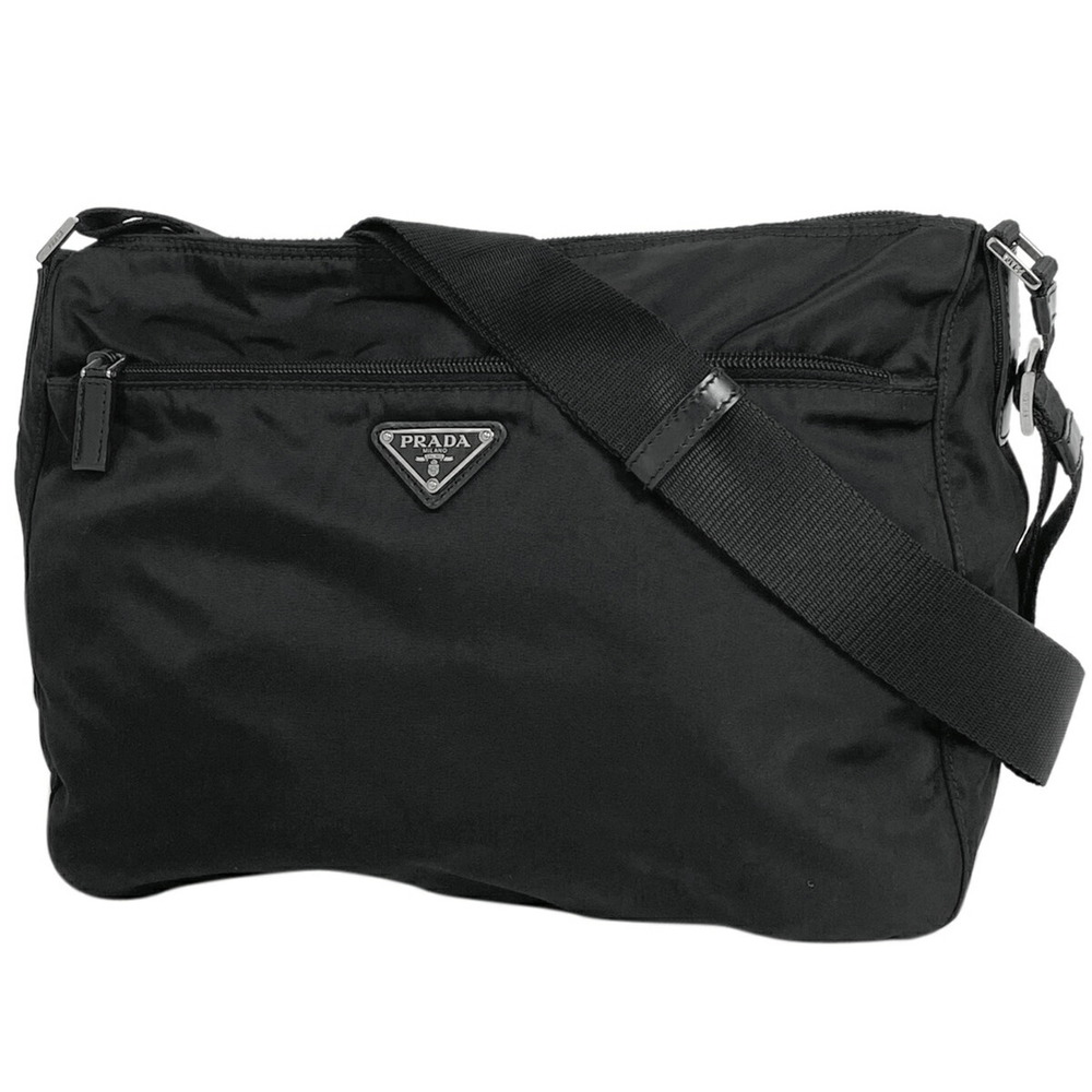 Prada Logo Plate Shoulder Bag Crossbody Nero Black